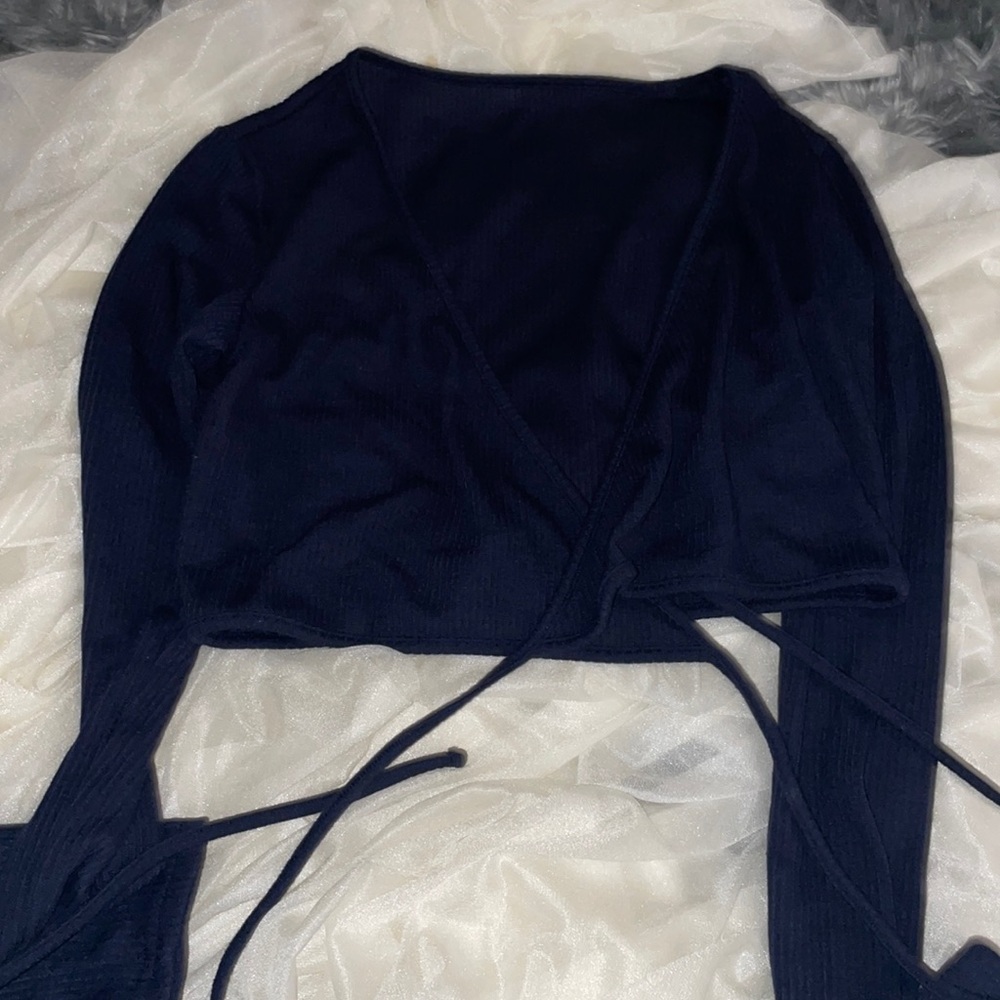 Navy blue wrap around crop top